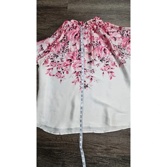 Anne Klein Printed Ruffle-Neck Long-Sleeve Satin Top Size XXL - Picture 8 of 10